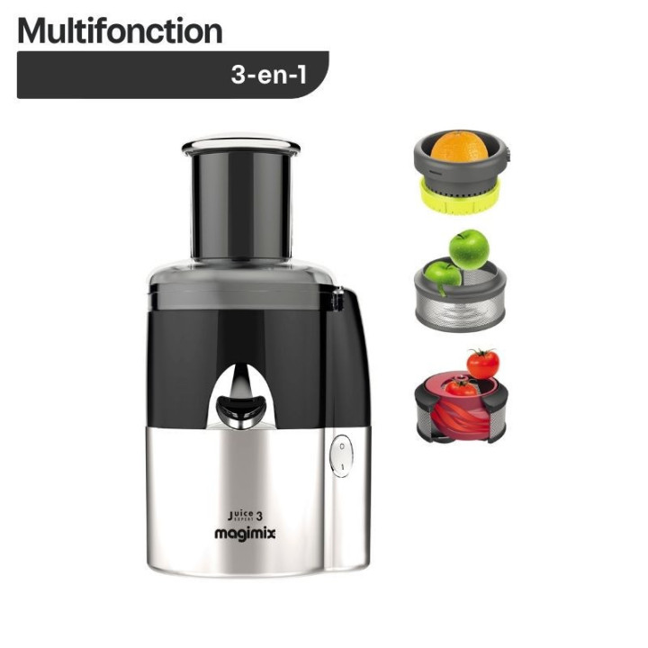 Extracteur de jus JUICE EXPERT 3 MAGIMIX 18082F - Chrome et Noir  Ménachoc
