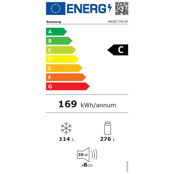 Réfrigérateur combiné SAMSUNG RB38C776CS9 - 390L | Ménachoc