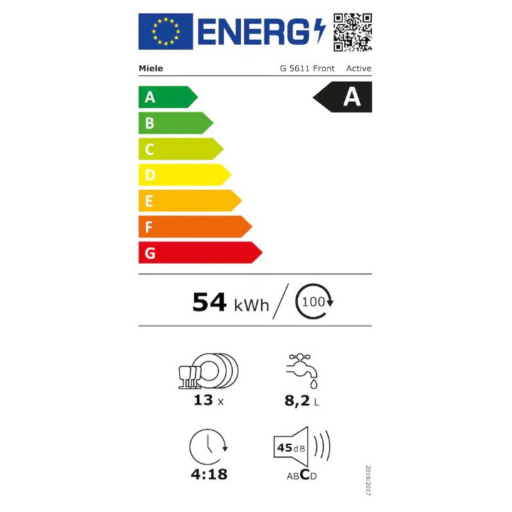 Lave vaisselle pose libre G 5611 Front Active Façade CleanSteel Inox antitrace MIELE - 13 couverts | Menachoc