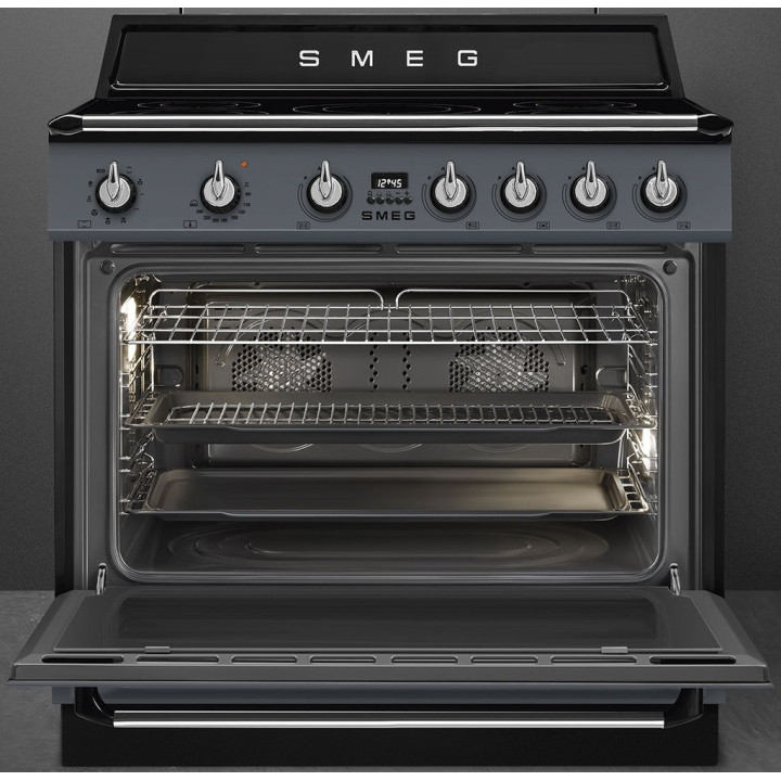 Piano de cuisson SMEG TR90IMGR porte ouverte vue de face