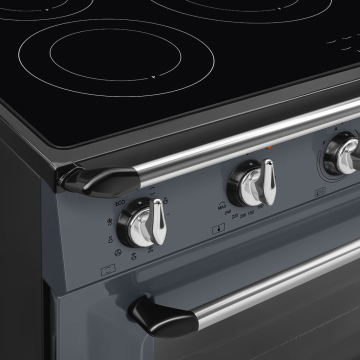 Piano de cuisson SMEG TR90IMGR vue de face détail des commandes