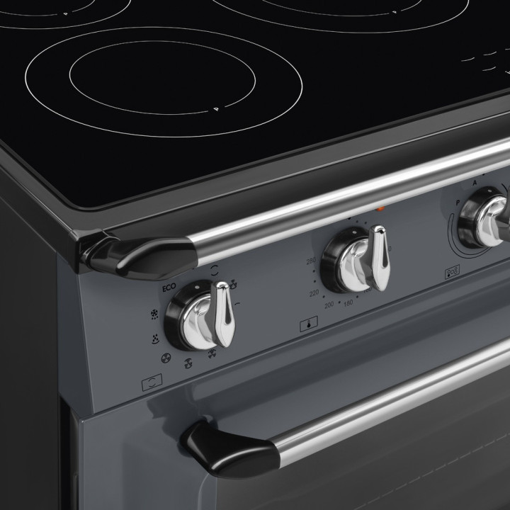 Piano de cuisson SMEG TR90IPGR vue de face détail des commandes