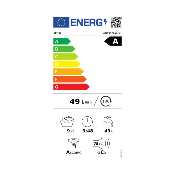 SMEG WNP96SLAAIN1, étiquette énergétique A