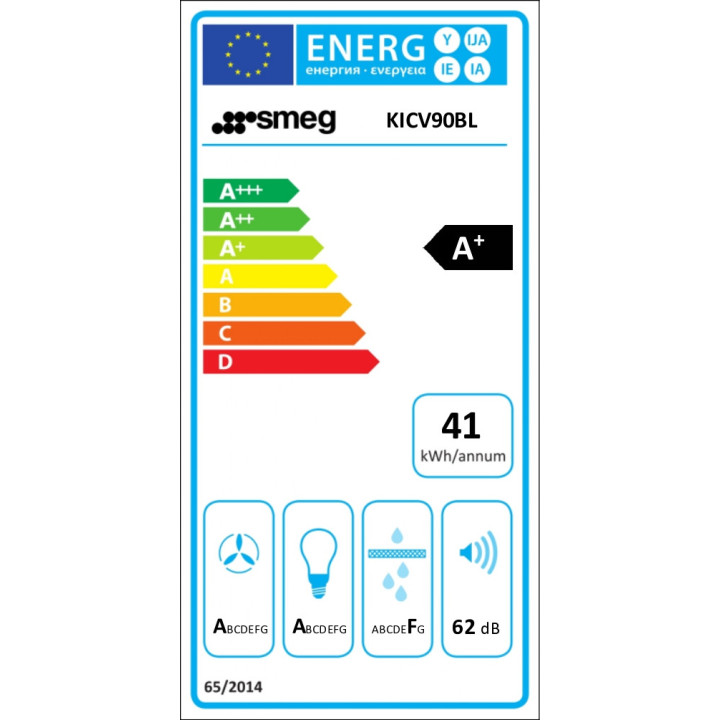 Hotte décorative murale SMEG KICV90BL | Ménachoc