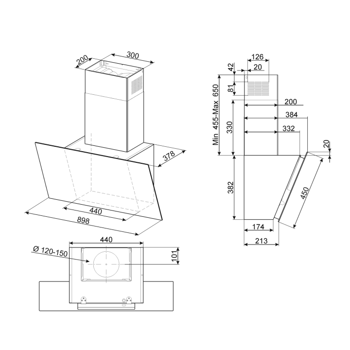 Hotte décorative murale SMEG KICV90BL | Ménachoc