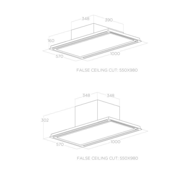 Hotte plafond ELICA HILIGHT GLASS H30 WH/A/100 PRF0146246A |Ménachoc