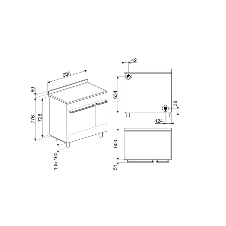 Piano de cuisson GAZ SMEG SCB92MX8 Esthétique Classica Concerto 90 cm  | Ménachoc