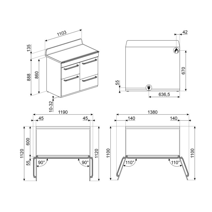 Piano de cuisson SMEG TR4110AZ | Ménachoc