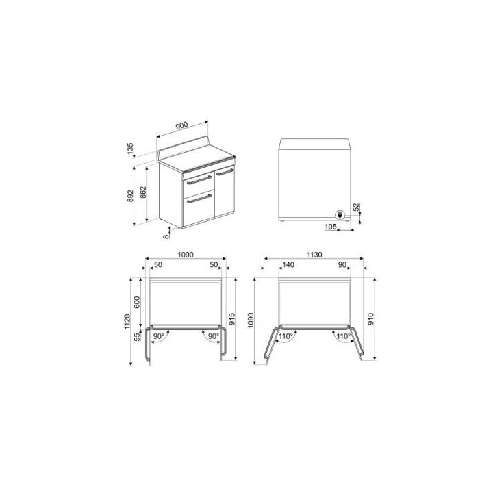 Piano de cuisson SMEG TR93IGR | Ménachoc