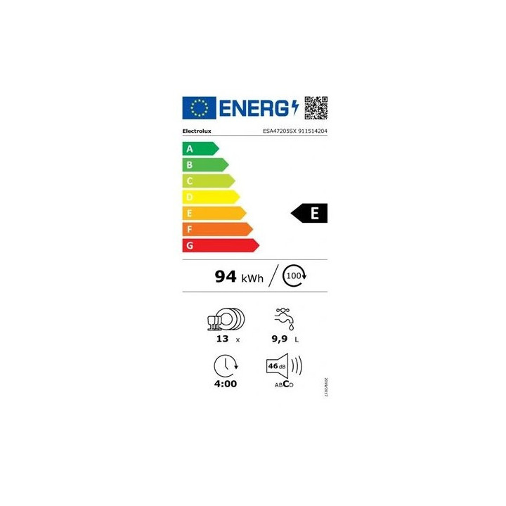 Lave-vaisselle 60 cm pose libre ELECTROLUX ESA47205SX AirDry 13 couverts| Ménachoc
