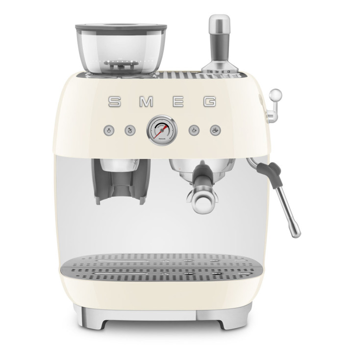 Machine à café Expresso manuelle avec broyeur intégré SMEG Crème EGF03CREU | Ménachoc