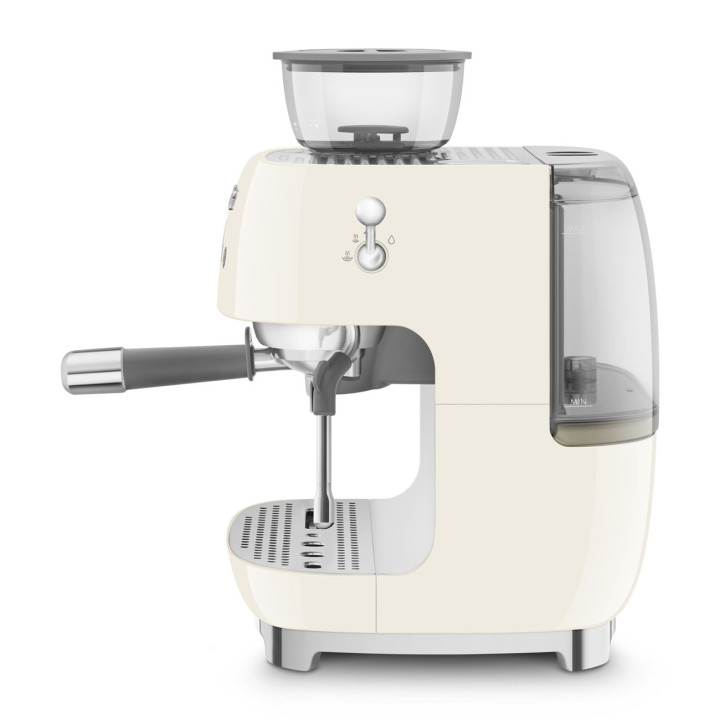 Machine à café Expresso manuelle avec broyeur intégré SMEG Crème EGF03CREU | Ménachoc