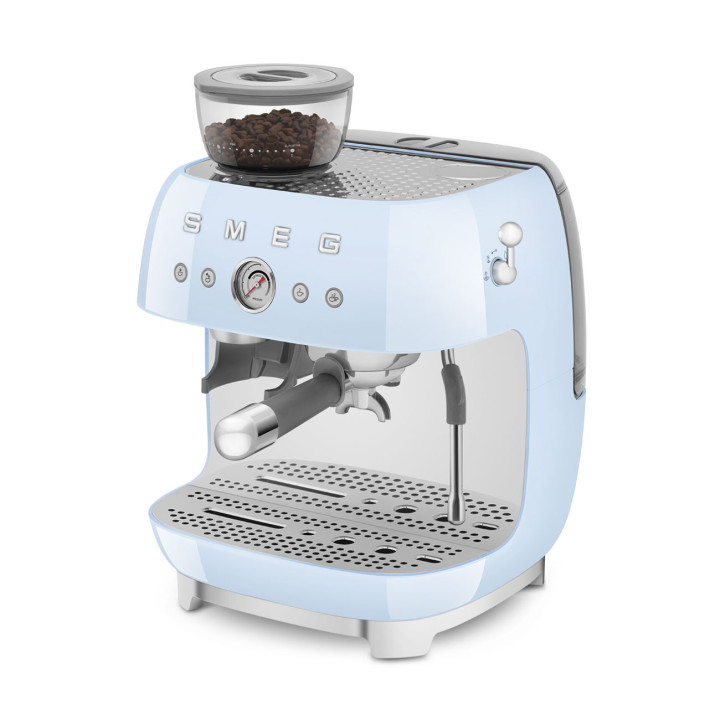 Machine à café Expresso manuelle avec broyeur intégré SMEG Bleu Azur EGF03PBEU | Ménachoc