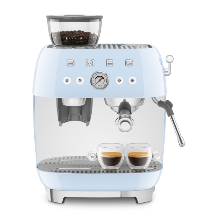 Machine à café Expresso manuelle avec broyeur intégré SMEG Bleu Azur EGF03PBEU | Ménachoc