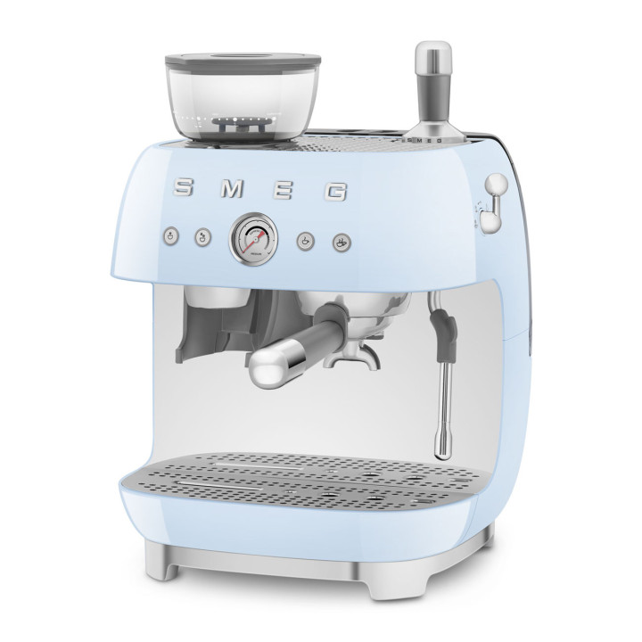 Machine à café Expresso manuelle avec broyeur intégré SMEG Bleu Azur EGF03PBEU | Ménachoc
