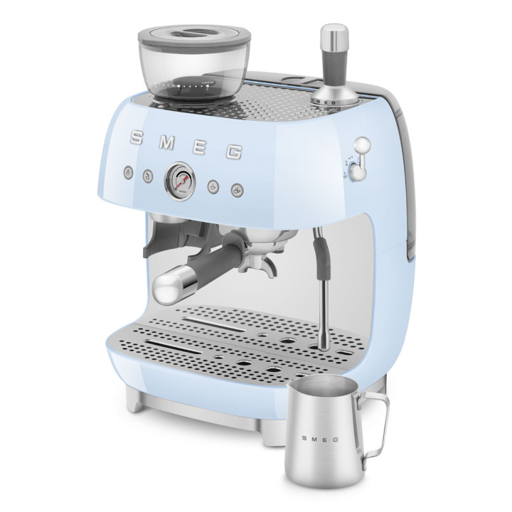 Machine à café Expresso manuelle avec broyeur intégré SMEG Bleu Azur EGF03PBEU | Ménachoc