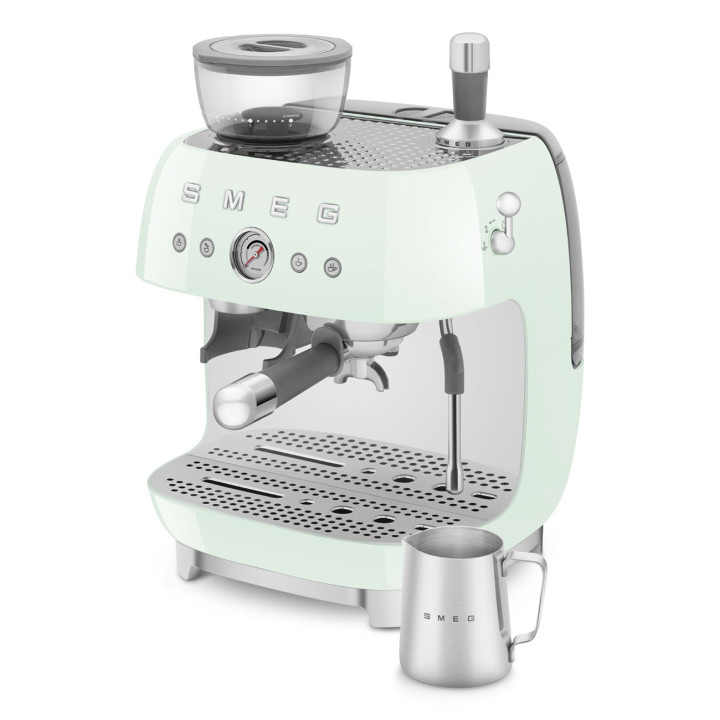 Machine à café Expresso manuelle avec broyeur intégré SMEG Vert d'eau EGF03PGEU | Ménachoc