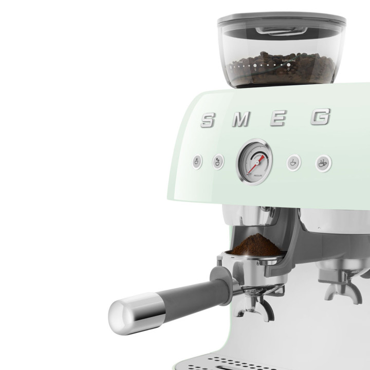 Machine à café Expresso manuelle avec broyeur intégré SMEG Vert d'eau EGF03PGEU | Ménachoc