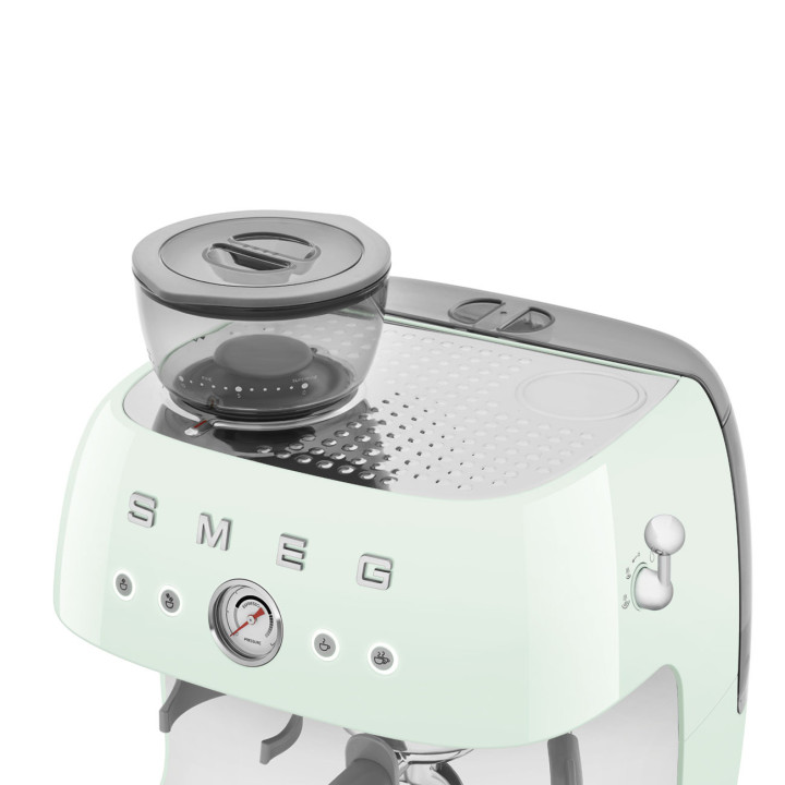 Machine à café Expresso manuelle avec broyeur intégré SMEG Vert d'eau EGF03PGEU | Ménachoc