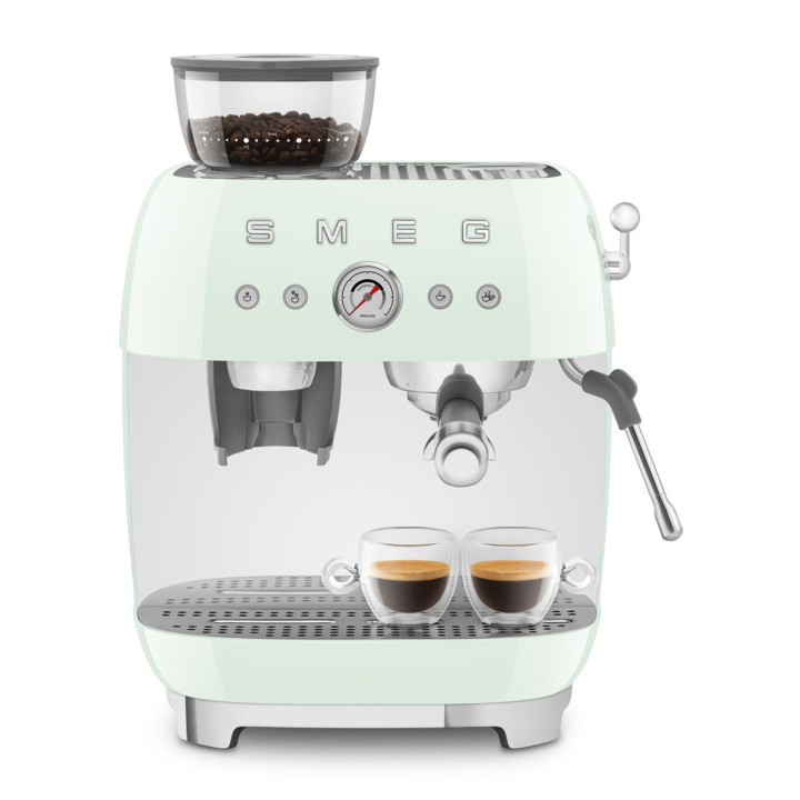 Machine à café Expresso manuelle avec broyeur intégré SMEG Vert d'eau EGF03PGEU | Ménachoc