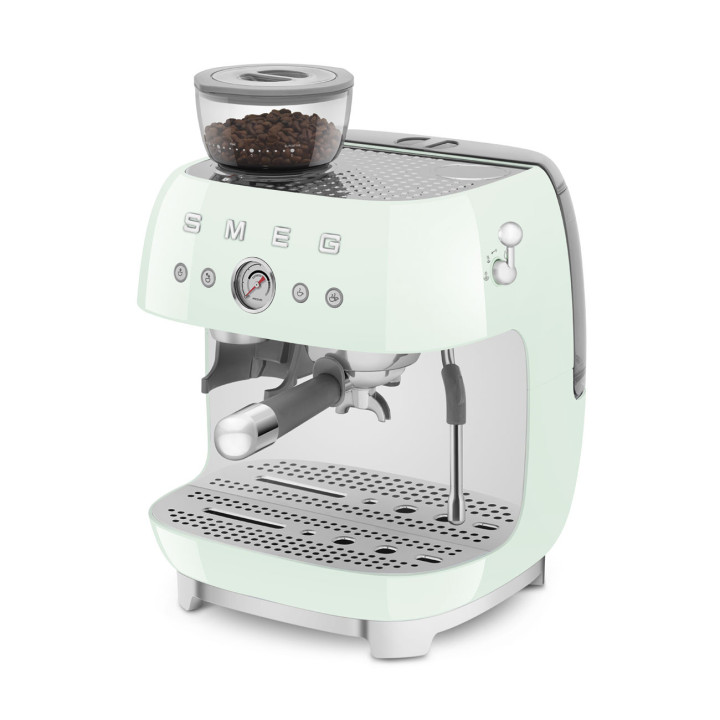 Machine à café Expresso manuelle avec broyeur intégré SMEG Vert d'eau EGF03PGEU | Ménachoc