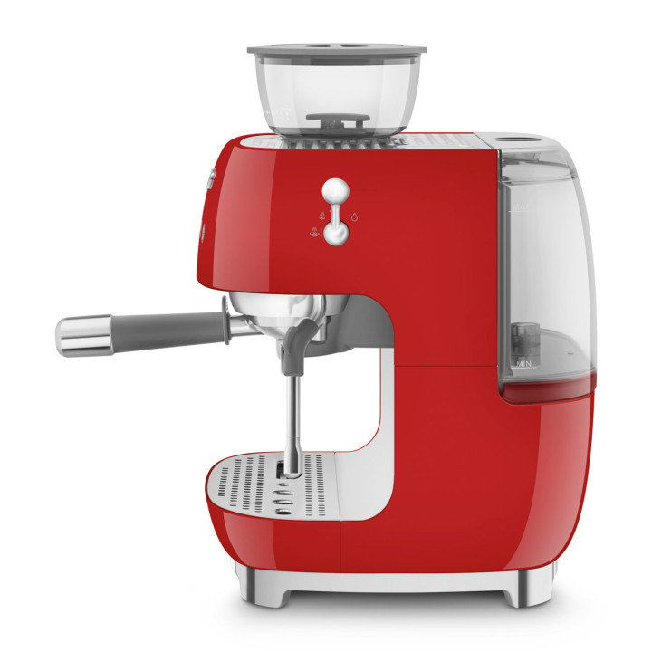 Machine à café Expresso manuelle avec broyeur intégré SMEG Rouge EGF03RDEU  | Ménachoc