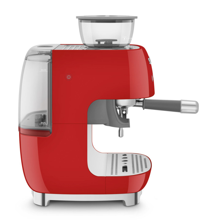 Machine à café Expresso manuelle avec broyeur intégré SMEG Rouge EGF03RDEU  | Ménachoc