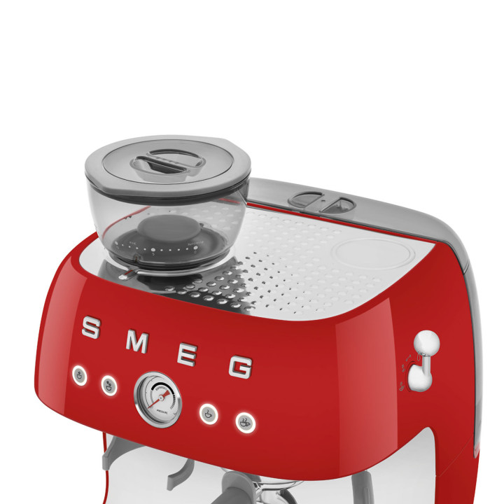Machine à café Expresso manuelle avec broyeur intégré SMEG Rouge EGF03RDEU  | Ménachoc