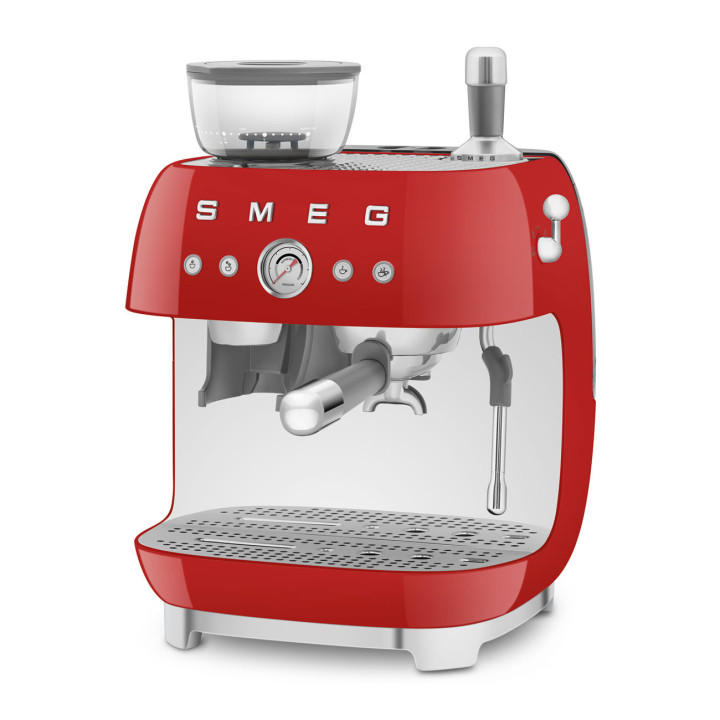 Machine à café Expresso manuelle avec broyeur intégré SMEG Rouge EGF03RDEU  | Ménachoc