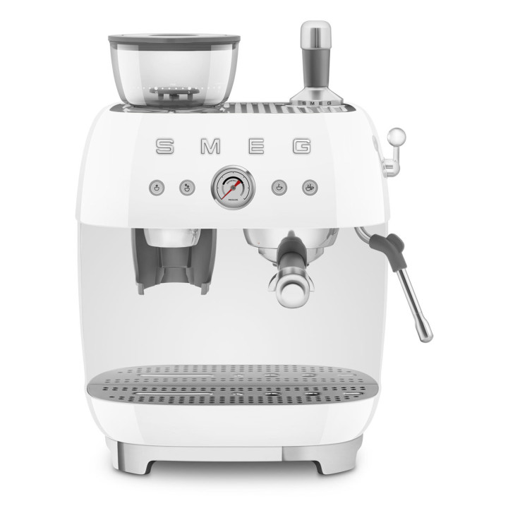 Machine à café Expresso manuelle avec broyeur intégré SMEG Blanc EGF03WHEU | Ménachoc
