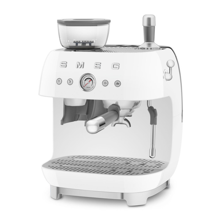 Machine à café Expresso manuelle avec broyeur intégré SMEG Blanc EGF03WHEU | Ménachoc