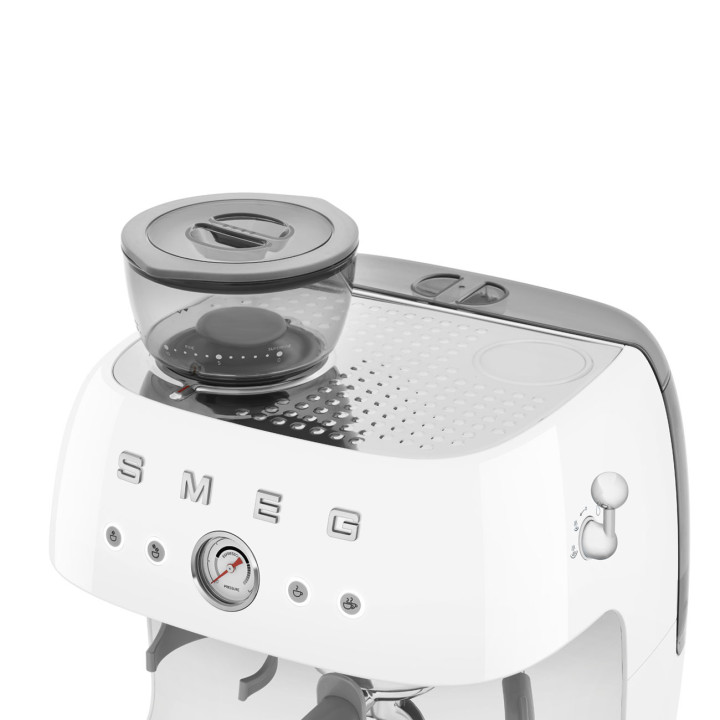 Machine à café Expresso manuelle avec broyeur intégré SMEG Blanc EGF03WHEU | Ménachoc